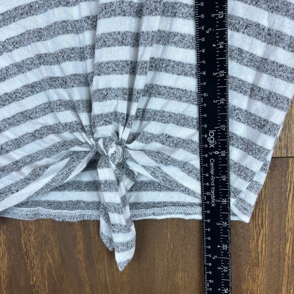 Caution To The Wind Womens Sweater Gray White Stripe Front Tie Lightweight M/L - Picture 9 of 13